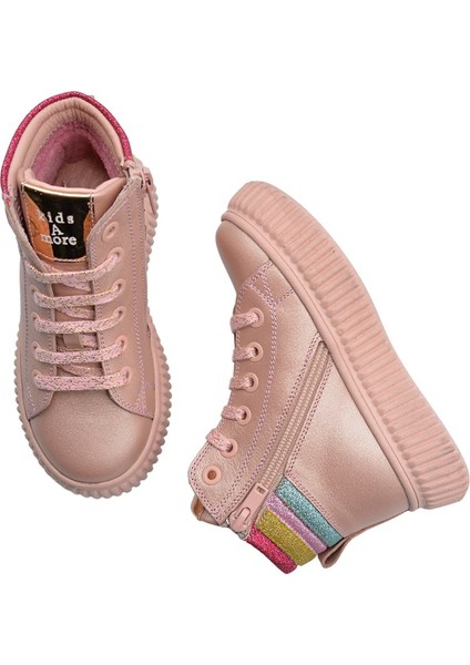 Angel Bağcıklı ve Fermuarlı Deri Kız Çocuk Bot Pudra indirimleri