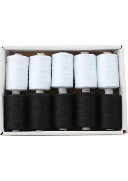 Dikiş Iplikleri Polyester Seti, Nakış Için Ürünlü Makara Başına 1000 Yd Seti Siyah Beyaz (Yurt Dışından)