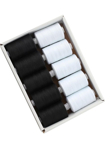 Dikiş Iplikleri Polyester Seti, Nakış Için Ürünlü Makara Başına 1000 Yd Seti Siyah Beyaz (Yurt Dışından)