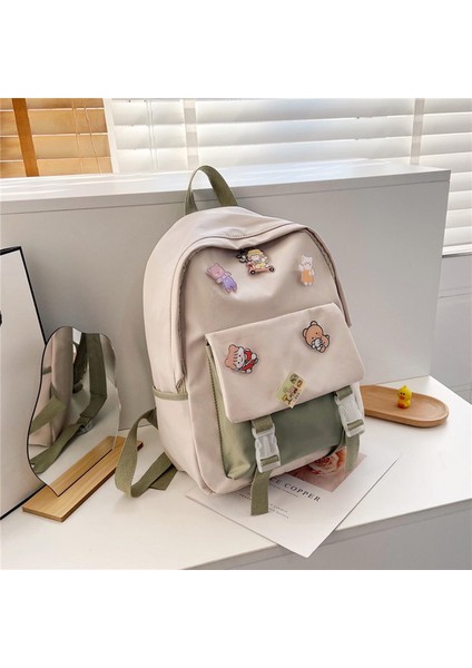 Kadın Üniversite Öğrencisi Kilitli Okul Çantası Büyük Kapasiteli Şık Daypack (Yurt Dışından)