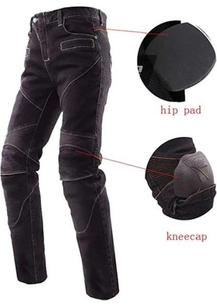 P-050 Motosiklet Kevlar Siyah Kot Pantolon