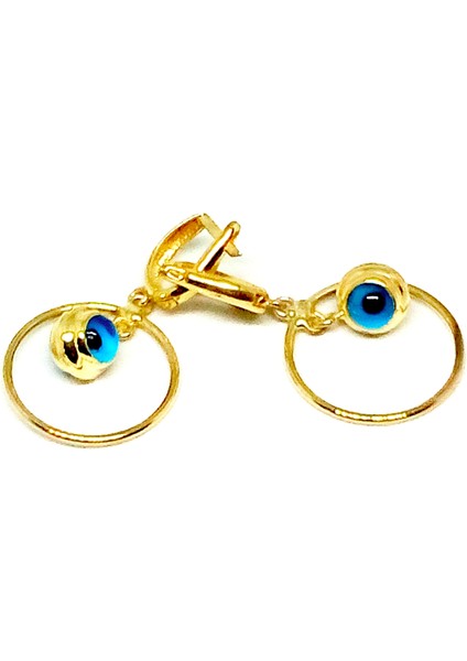 Altın Yaldızlı Gözlü Halka Küpe Modeli