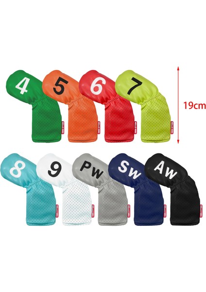 9x Golf Demir Headcover Set Su Geçirmez Büyük Sayı Pu Koruma Aksesuarları Renkli (Yurt Dışından)