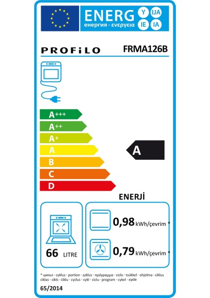 FRMA126B 66 Lt 8 Programlı Beyaz Ankastre Fırın