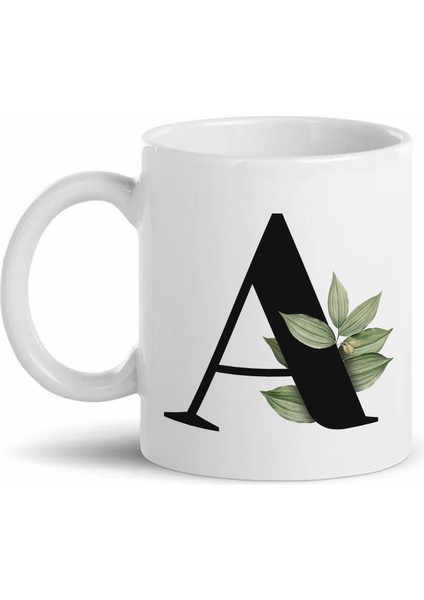 A Harfli Beyaz Kupa Bardak