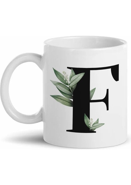 F Harfli Beyaz Kupa Bardak