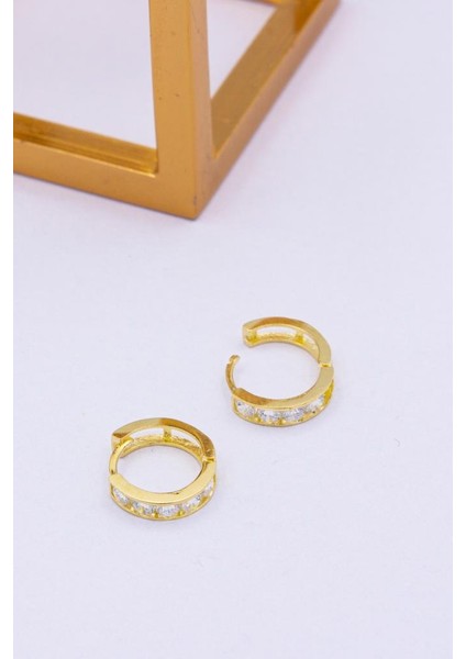 14 Ayar Altın Beyaz Taşlı Kadın Orta Ölçü Halka Küpe fiyatları