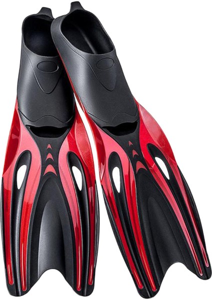 Yetişkin Dalış Fin Full Ayak Flippers Su Sporları Acemi, Yüzme Hızını Geliştirmek Için Direnç Drenajını Azaltın ve Jestinizi Düzeltin - Kırmızı Black L (Yurt Dışından)