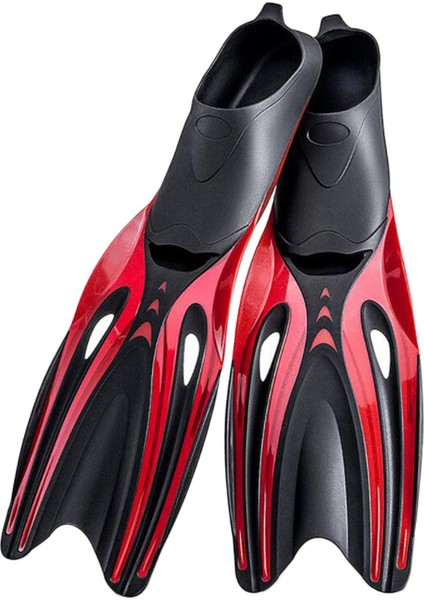 Yetişkin Dalış Fin Full Ayak Flippers Su Sporları Acemi, Yüzme Hızını Geliştirmek Için Direnç Drenajını Azaltın ve Jestinizi Düzeltin - Kırmızı Black L (Yurt Dışından) fiyatları