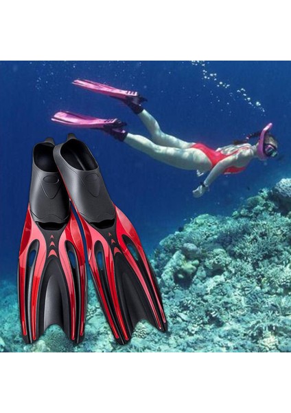 Yetişkin Dalış Fin Full Ayak Flippers Su Sporları Acemi, Yüzme Hızını Geliştirmek Için Direnç Drenajını Azaltın ve Jestinizi Düzeltin - Kırmızı Black L (Yurt Dışından) modelleri