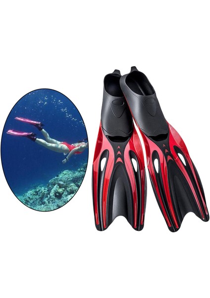 Yetişkin Dalış Fin Full Ayak Flippers Su Sporları Acemi, Yüzme Hızını Geliştirmek Için Direnç Drenajını Azaltın ve Jestinizi Düzeltin - Kırmızı Black L (Yurt Dışından) fırsatları