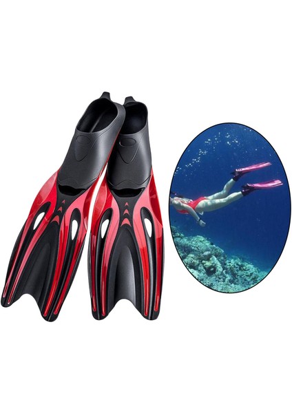 Yetişkin Dalış Fin Full Ayak Flippers Su Sporları Acemi, Yüzme Hızını Geliştirmek Için Direnç Drenajını Azaltın ve Jestinizi Düzeltin - Kırmızı Black L (Yurt Dışından) indirimleri