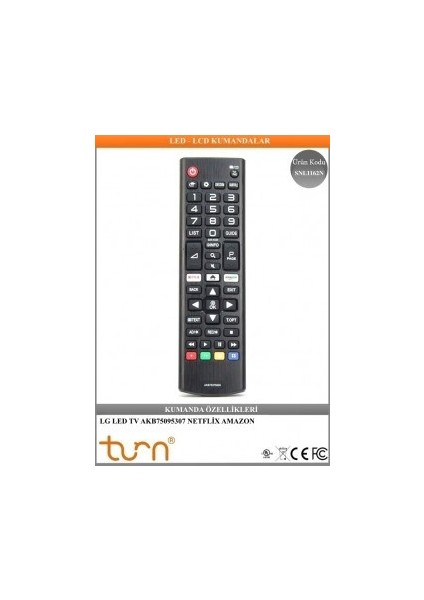 Kumanda Lg LED Tv AKB75095307 Netflix Amazon Tuşlu Kumanda