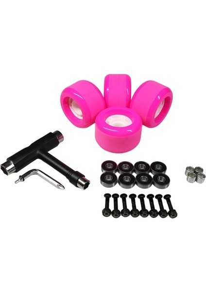 Strade Store 4 Pack Dayanıklı Kaykay Rulmanlar Tekerlek Dıy Kiti Longboard Scooter Spinners 70X51MM Pembe (Yurt Dışından)