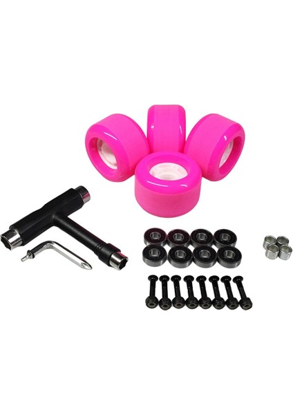 Strade Store 4 Pack Dayanıklı Kaykay Rulmanlar Tekerlek Dıy Kiti Longboard Scooter Spinners 70X51MM Pembe (Yurt Dışından)