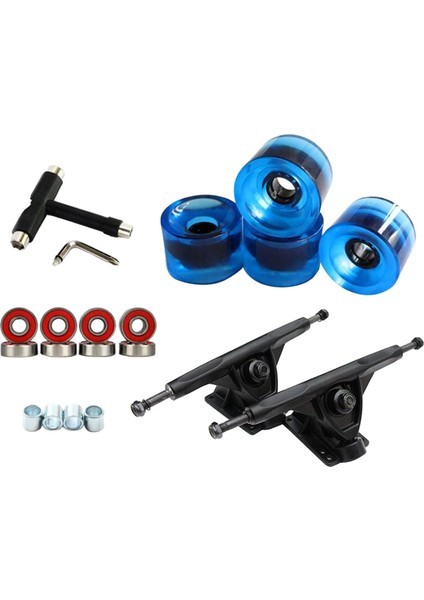 Katı Kaykay Kamyon 7 '' Askı Abec-11 Rulmanlar Longboard Tekerlek Parçaları Siyah Açık Mavi (Yurt Dışından)