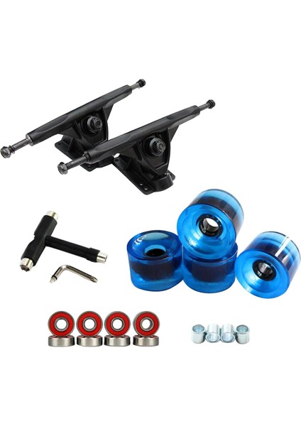 Katı Kaykay Kamyon 7 '' Askı Abec-11 Rulmanlar Longboard Tekerlek Parçaları Siyah Açık Mavi (Yurt Dışından) fiyatları