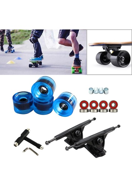 Katı Kaykay Kamyon 7 '' Askı Abec-11 Rulmanlar Longboard Tekerlek Parçaları Siyah Açık Mavi (Yurt Dışından) indirimleri