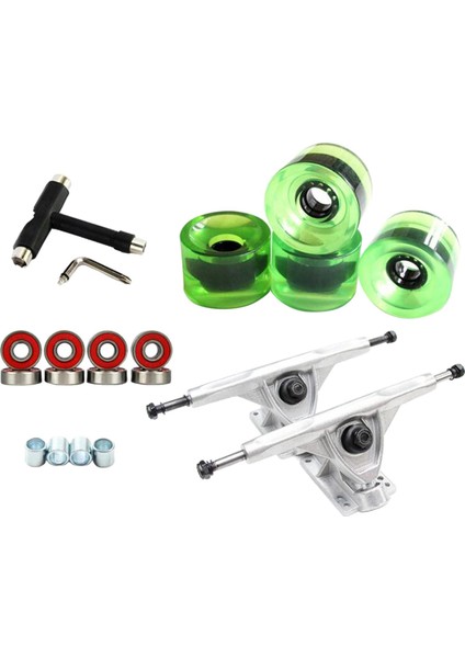 Katı Kaykay Kamyon 7 '' Askı Abec-11 Rulmanlar Longboard Tekerlek Parçaları Gümüş Temizle Yeşil (Yurt Dışından)