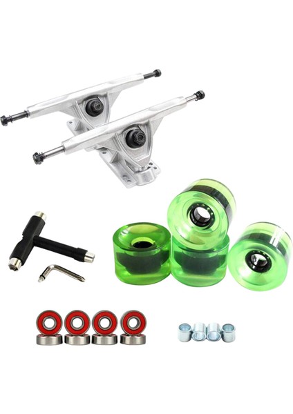 Katı Kaykay Kamyon 7 '' Askı Abec-11 Rulmanlar Longboard Tekerlek Parçaları Gümüş Temizle Yeşil (Yurt Dışından) fiyatları