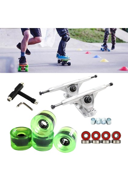 Katı Kaykay Kamyon 7 '' Askı Abec-11 Rulmanlar Longboard Tekerlek Parçaları Gümüş Temizle Yeşil (Yurt Dışından) modelleri
