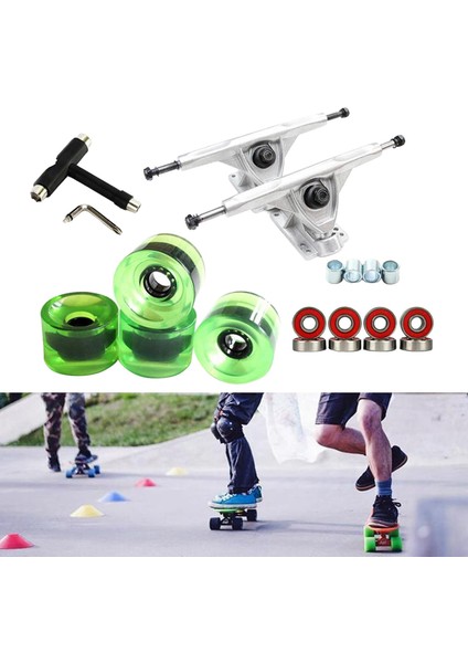 Katı Kaykay Kamyon 7 '' Askı Abec-11 Rulmanlar Longboard Tekerlek Parçaları Gümüş Temizle Yeşil (Yurt Dışından) fırsatları