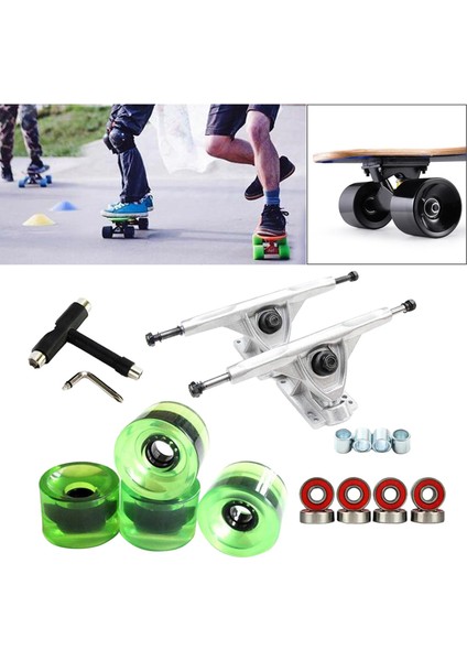 Katı Kaykay Kamyon 7 '' Askı Abec-11 Rulmanlar Longboard Tekerlek Parçaları Gümüş Temizle Yeşil (Yurt Dışından) indirimleri
