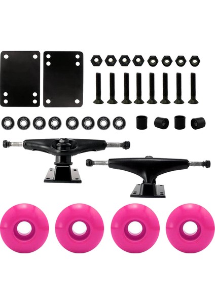 Kaykay Kamyonları 5 "tekerlekler 52MM Abec 9 Rulmanlar Cıvata Parçaları Kiti Pembe Tekerlekler (Yurt Dışından)