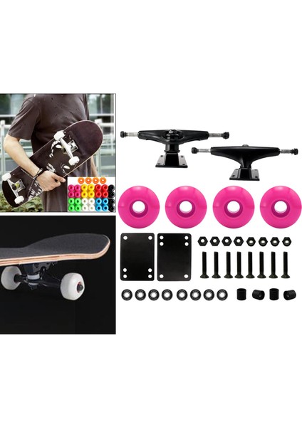 Kaykay Kamyonları 5 "tekerlekler 52MM Abec 9 Rulmanlar Cıvata Parçaları Kiti Pembe Tekerlekler (Yurt Dışından) modelleri