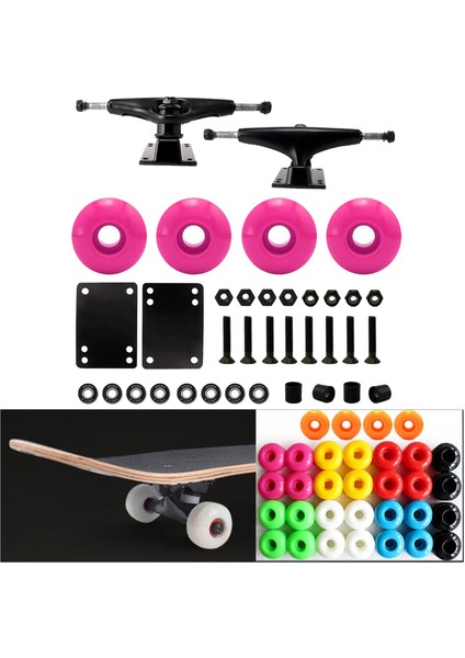 Kaykay Kamyonları 5 "tekerlekler 52MM Abec 9 Rulmanlar Cıvata Parçaları Kiti Pembe Tekerlekler (Yurt Dışından) fırsatları