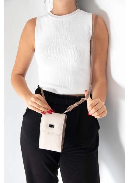 Kadın Askılı Cüzdan Bej - Kum SP889 Silver & Polo