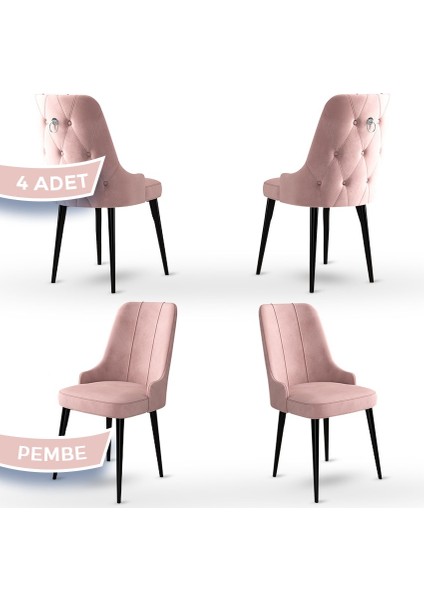 Concept Enoa Serisi Babyface Kumaş Ceviz Gürgen Ayaklı4 Adet Sandalye Gümüş Halkalı