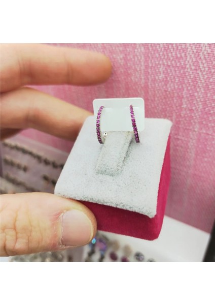 Kuvars Taşlı Gümüş Halka Küpe