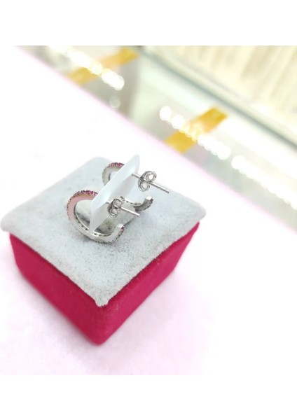 Kuvars Taşlı Gümüş Halka Küpe modelleri