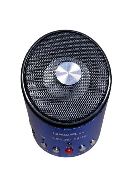 Speaker Hoparlör Micro Sd Kart Girişli Mini Taşınabilir Speaker Şarjlı Hoparlör Mavi Bewell Bs-08