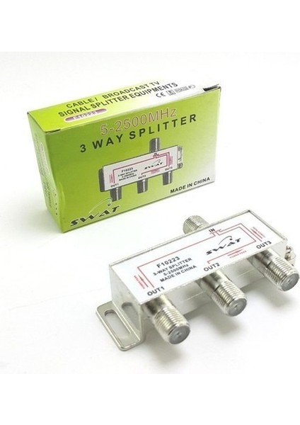 Splıtter 1/3 5-2500MHZ Tek Gelen Sinyali 3 Çıkışa Böler 1/3 Splıtter Swat F10223