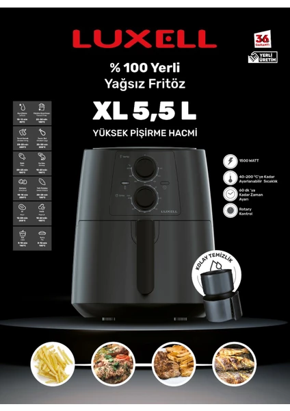 Fastfryer Xl 5.5 Litre ( Yağsız Fritöz Airfryer ) LX-FC5130