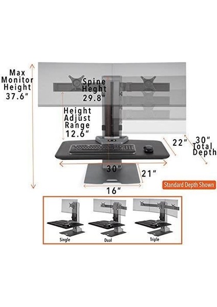 Winston-E WNSTE-2-270 Motorlu Masaüstü Monitör Standı (Çift Monitör)