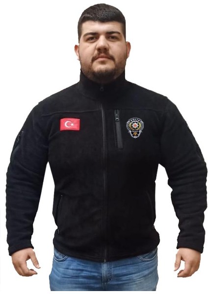 Askervadisi Taktik 5 Cepli Polis Polar Siyah Renk Bayrak Nakış Işlemeli