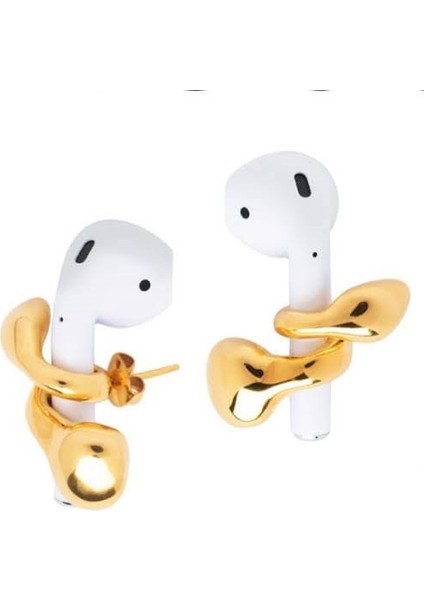 Airpods Kulaklık Tutucu Küpe, 24 Ayar Altın Kaplama Hediyelik Eşya