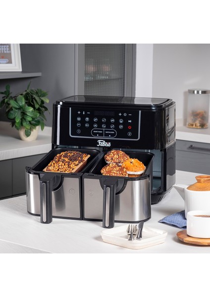 Duo V2 Dokunmatik Ekran 9lt Çift Hazneli Airfryer Yağsız Fritöz