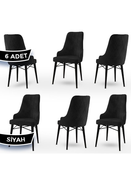 Concept Neta Serisi Babyface Kumaş Siyah Gürgen Ayak 6 Adet Yemek Odası Sandalye
