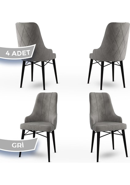 Concept Neta Serisi Babyface Kumaş Sandalye Siyah Gürgen Ayak 4 Adet Sandalye