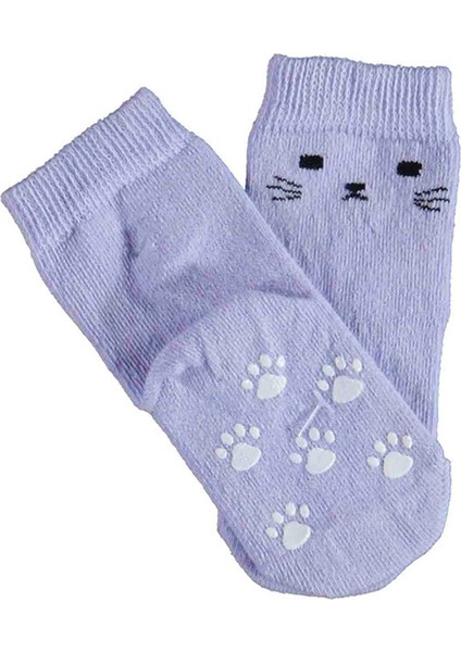 Kız Çocuk Kaydırmaz Tabanlı Çorap Lila