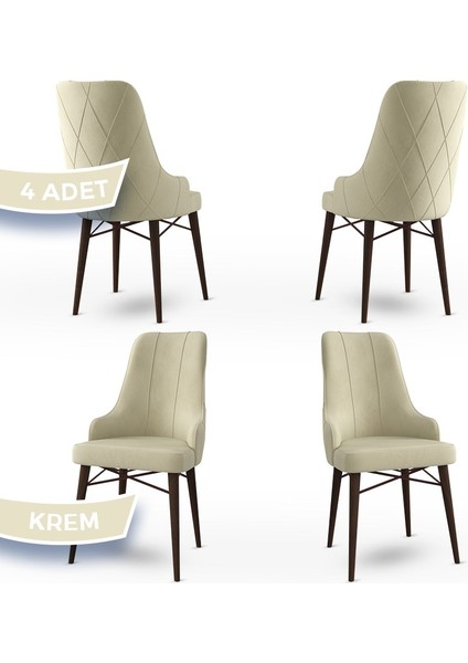 Concept Neta Serisi Babyface Kumaş Yemek Odası Sandalyesi Ceviz Gürgen Ayak 4 Adet Sandalye