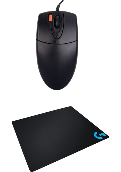 SM-601 USB Siyah Süper Optik Mouse + Logitech Mouse Pad ( 5 Milyon Tıklama Ömürlü )