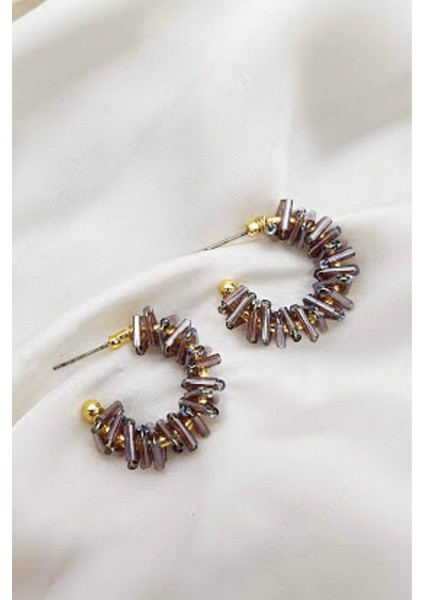 Tasarım Boru Kristal Halka Küpe