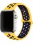 Apple Watch Ultra Delikli Spor Silikon Kordon 49mm KRD-02 NO37 Sarı - Siyah 1