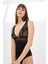 Siyah Fleur Dantelli Kapsız Bodysuit 1