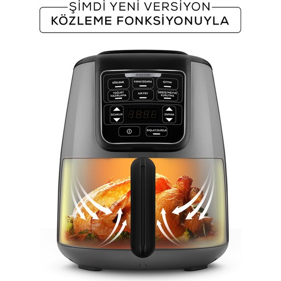 Karaca Air Pro Cook Köz XL Airfryer Space Gray Black 4 Kişilik